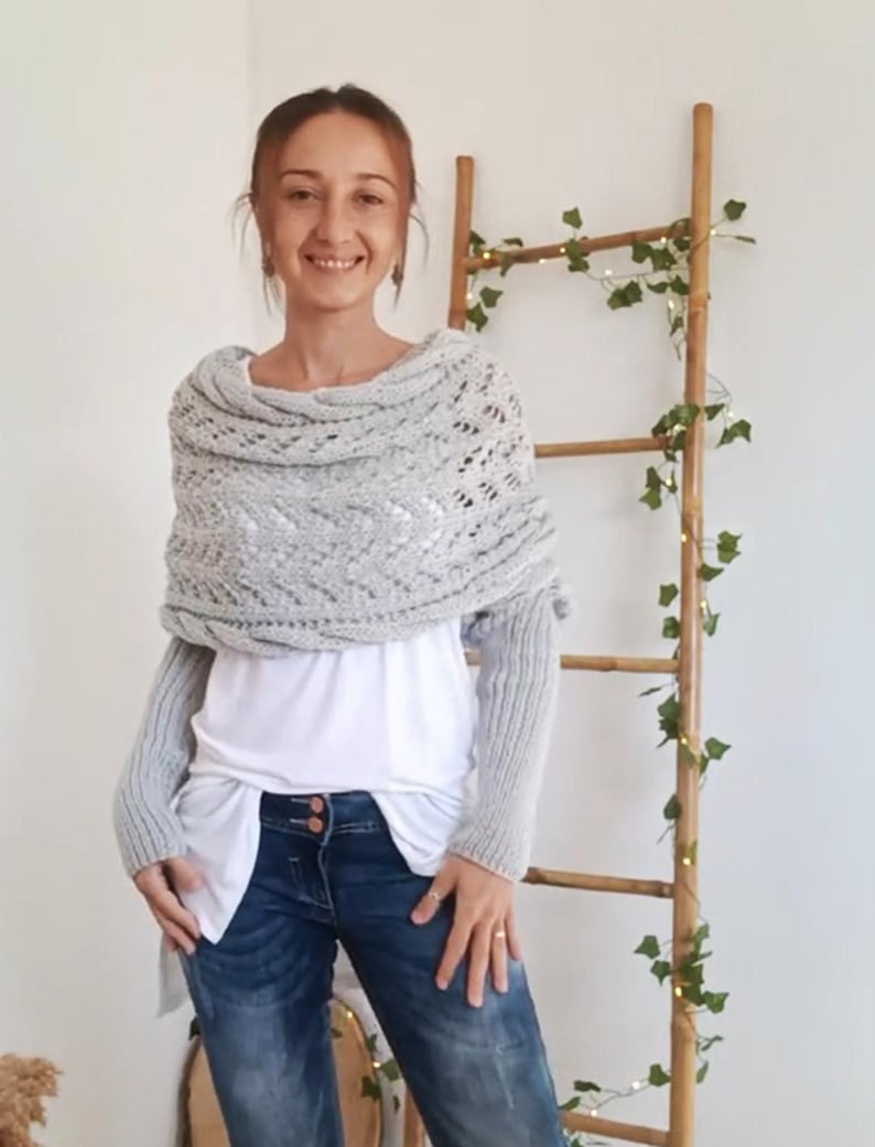 Soft Knitted Nomine Scarf With Sleeves