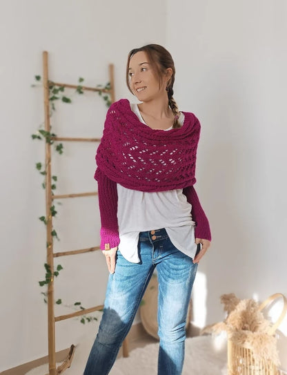 Soft Knitted Nomine Scarf With Sleeves