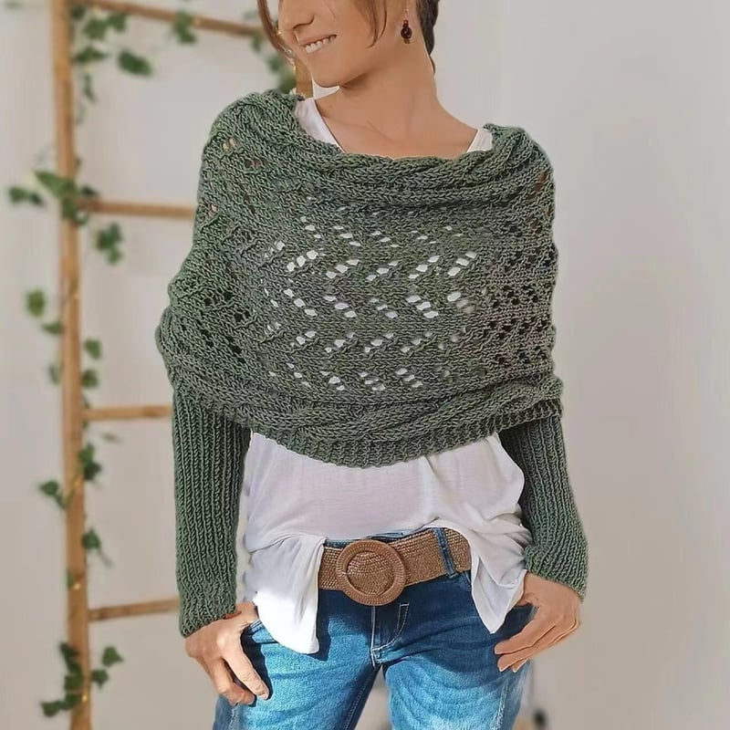 Soft Knitted Nomine Scarf With Sleeves