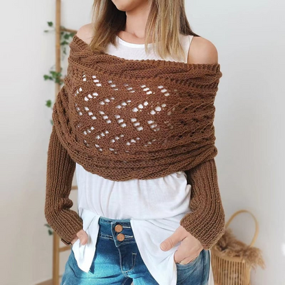 Soft Knitted Nomine Scarf With Sleeves